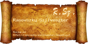 Rasovszky Szilveszter névjegykártya